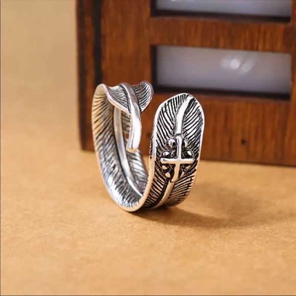 925 sterling Silver Feather ring - Picture 2 of 5